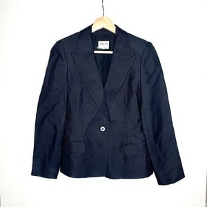 Armani Collezioni Navy Viscose Silk Blend Blazer
